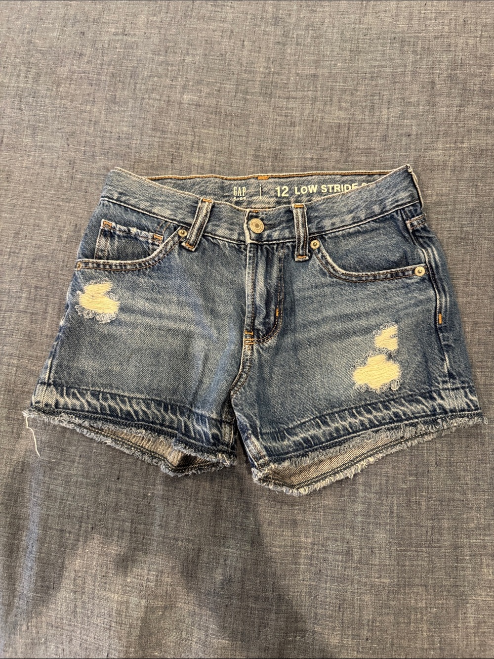 GAP Girl's Distressed Denim Shorts - Medium Blue